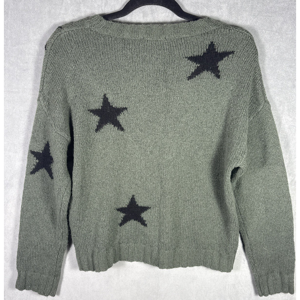 Rails‎ Perci Olive Green Black Stars Merino Wool Knit Sweater XS Extra Small - Picture 2 of 7